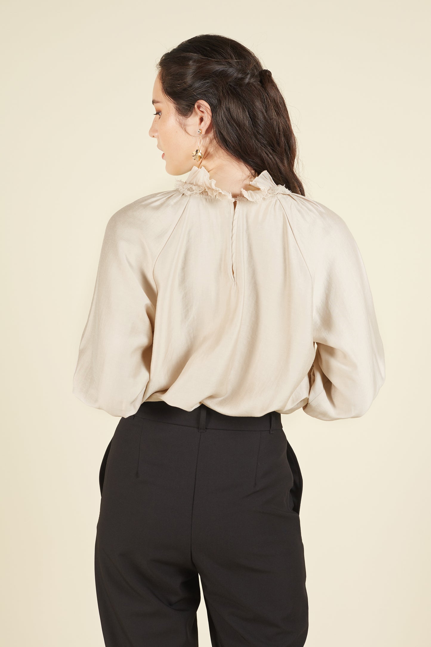 Eirene Blouse with Lace Trim