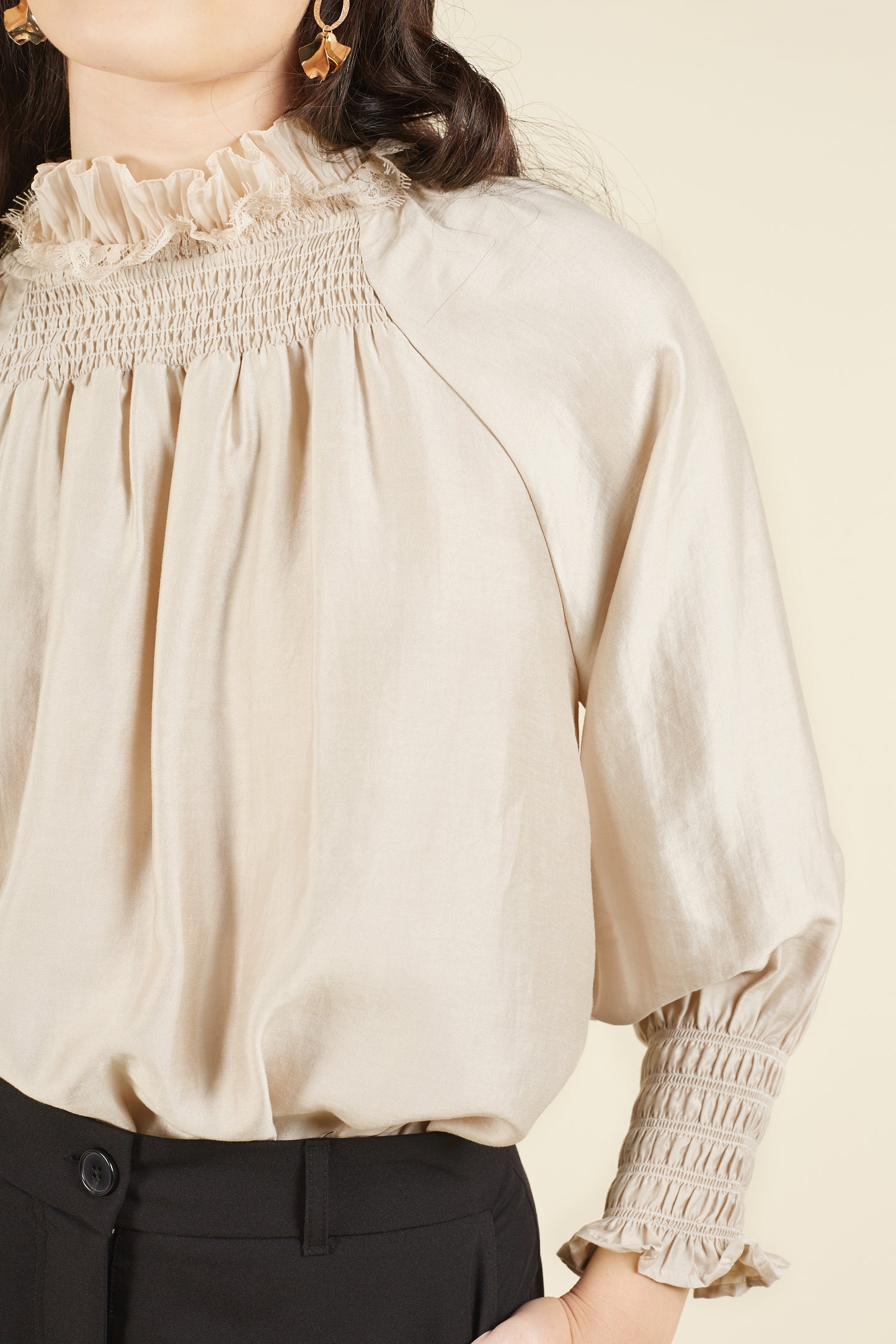 Eirene Blouse with Lace Trim