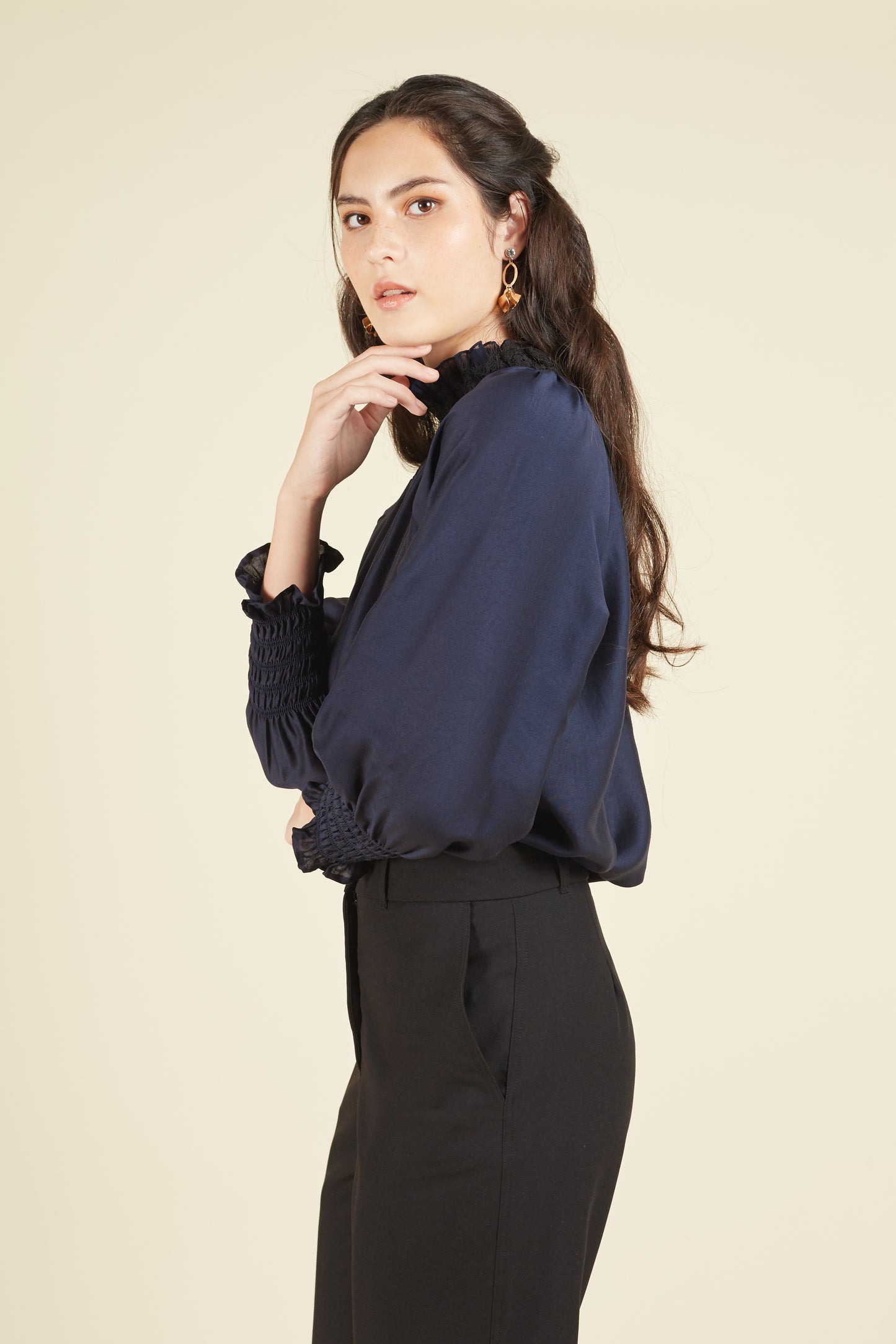 Eirene Blouse with Lace Trim