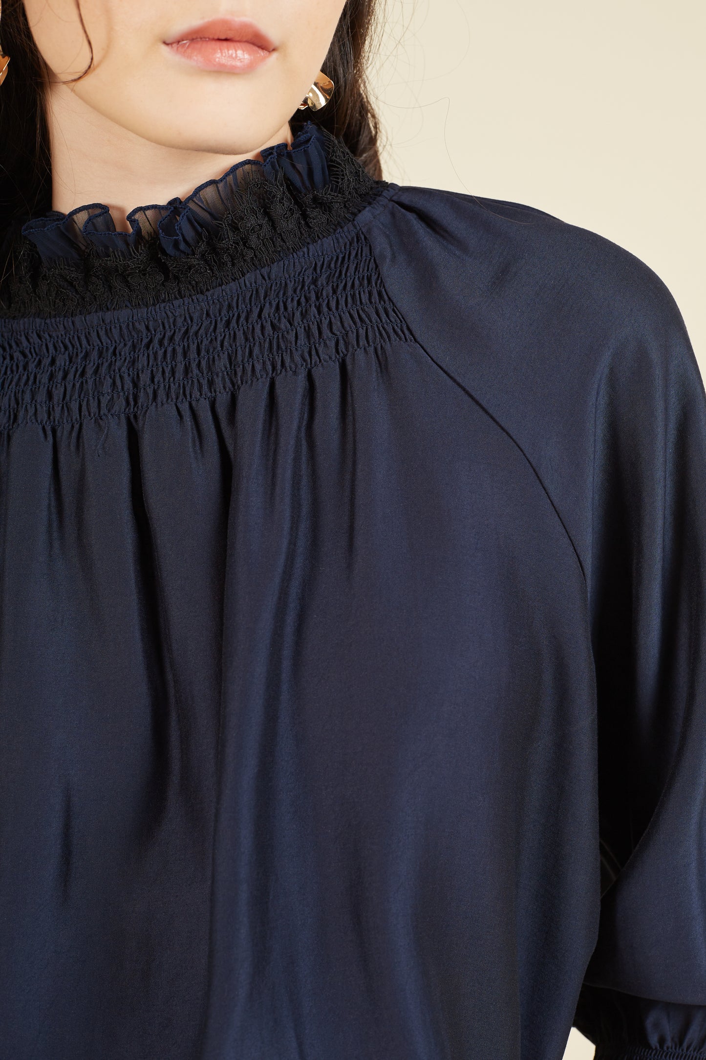 Eirene Blouse with Lace Trim