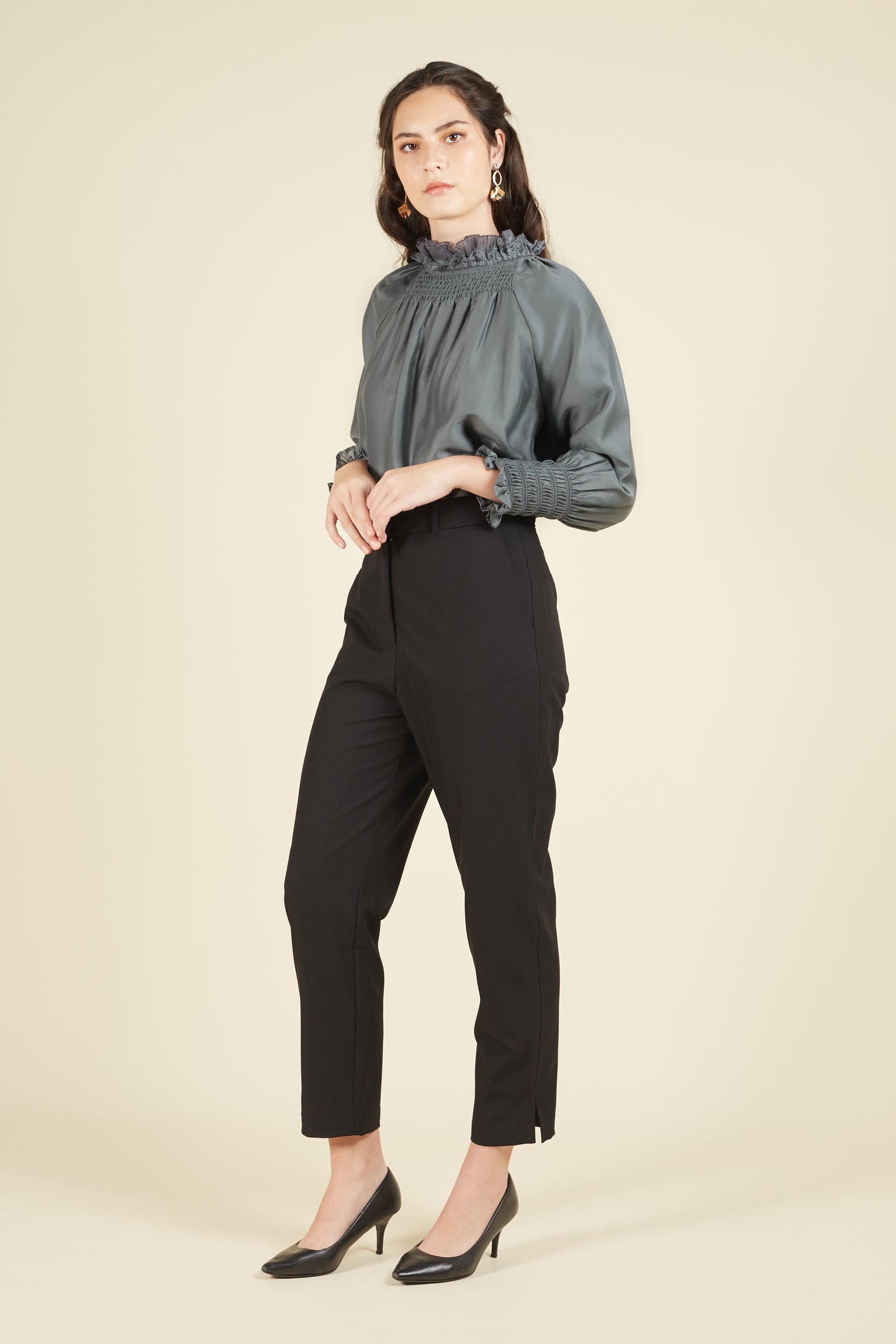 Eirene Blouse with Lace Trim